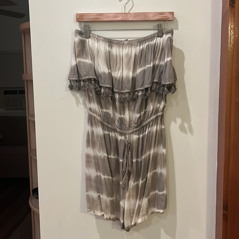 Take Cover by Penbrooke,Tie Dye,Off The Shoulder Ruffle Romper Cover Up,LG,NWT